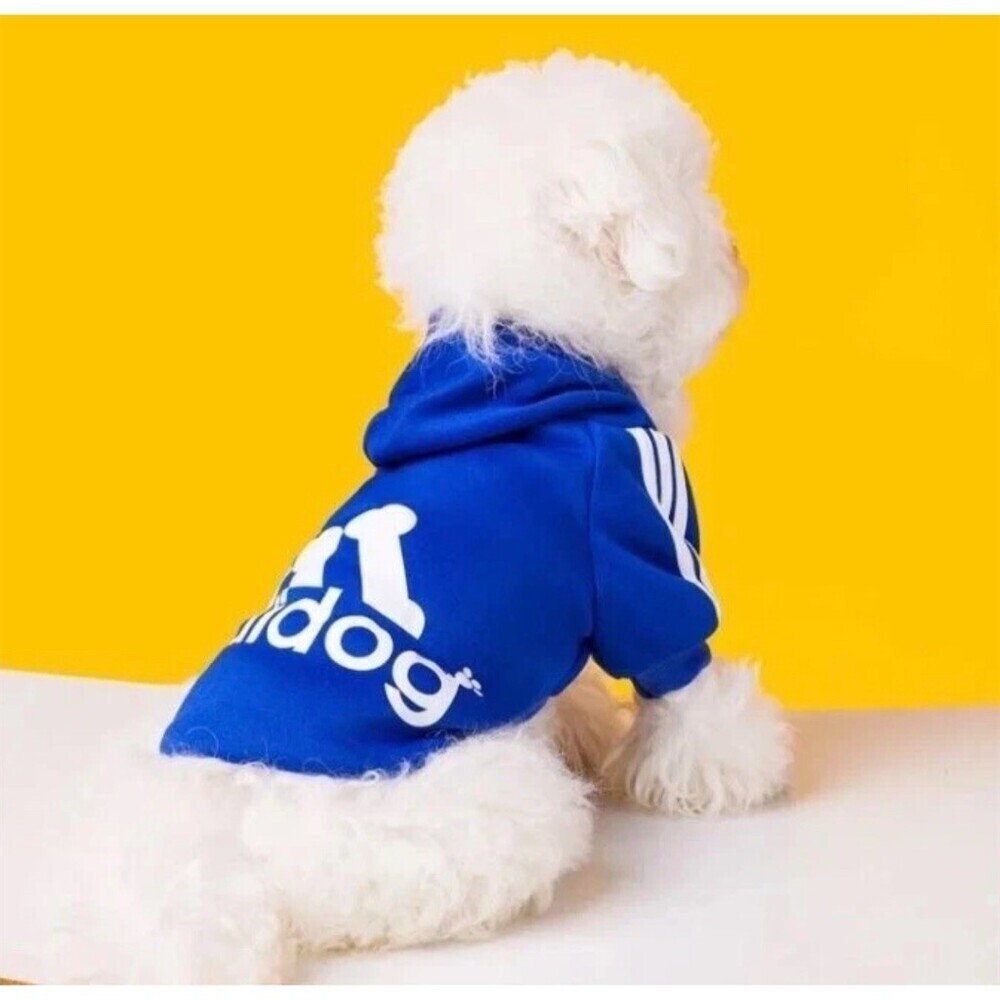 Adidog Dog Hoodie Sweatshirt Extra Small Blue White Stripes